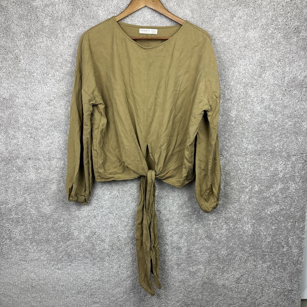Hackwith Design House Brown Tie Front Blouse Top Shirt Size M/L‎
